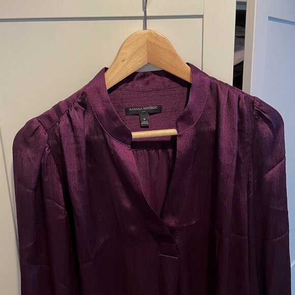 NWOT Banana Republic Factory Crinkle Volume-Sleeve Blouse - Picture 3 of 6